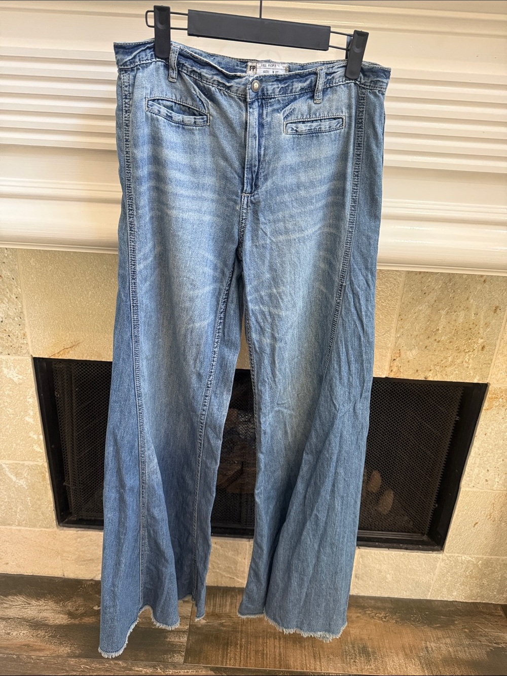 Free People Distressed Light Blue Denim Jeans